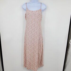 Aeropostale Pink Floral Print Women's Back Slit Midi‎ Tie Back Dress Size Small